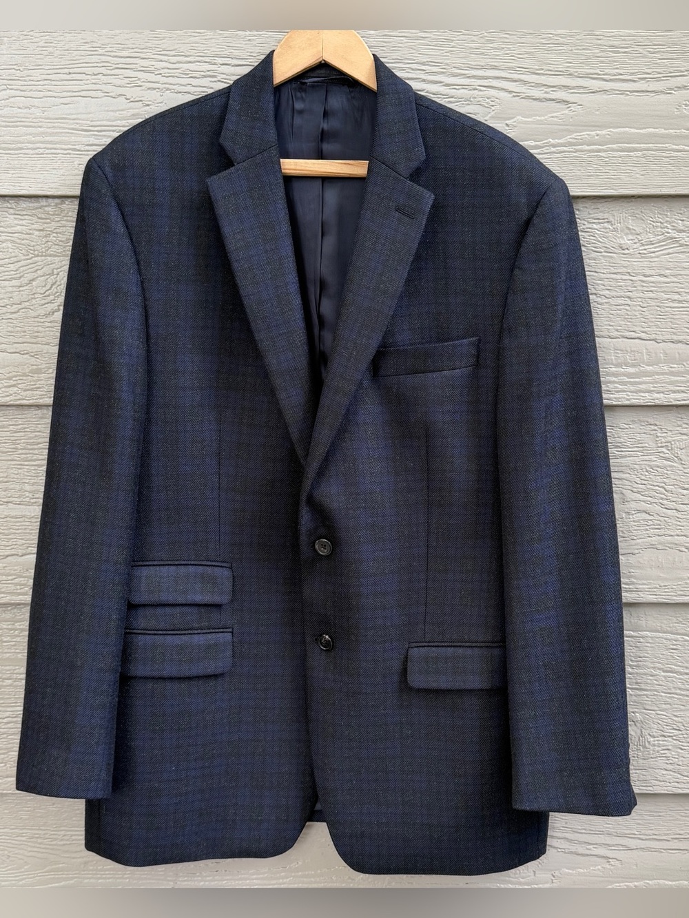 Lauren Ralph Lauren Mens Wool Plaid Check Sport Coat Blazer Jacket 44R Elbow Pad